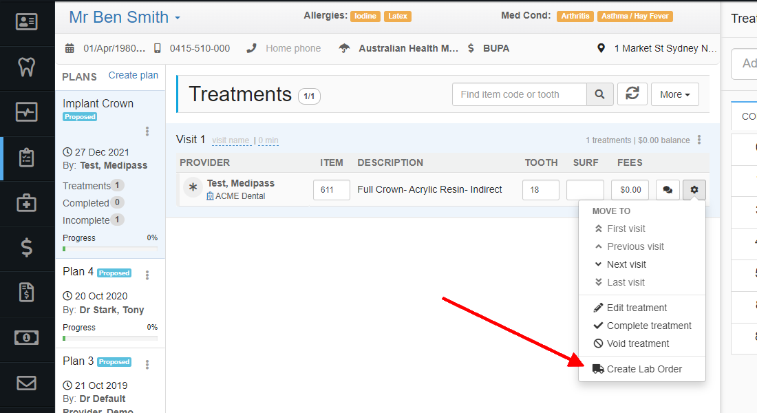 How to create a Lab order Core Practice
