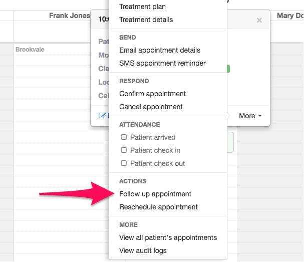 How to create a follow up appointment Core Practice